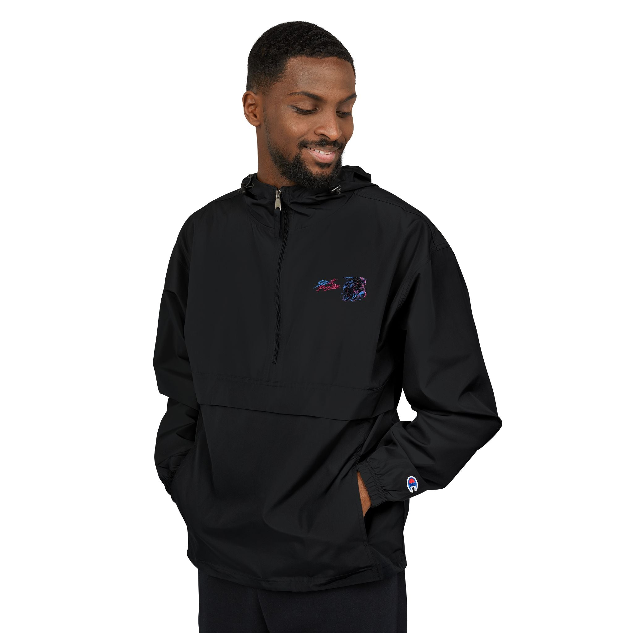 Champion Packable Anorak Jacket — Small Floral Logo Windbreaker