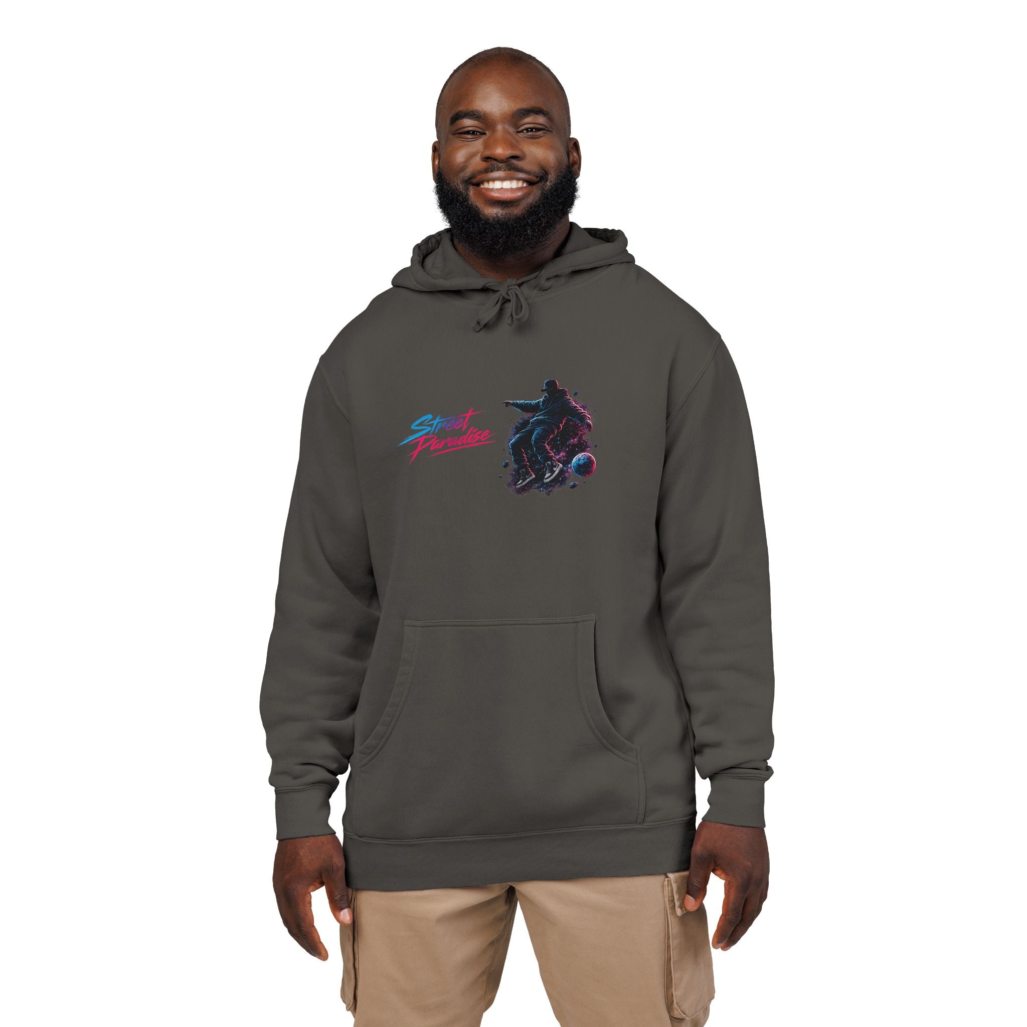 Street Paradise Hoodie — Retro Neon Skate Graphic Pullover