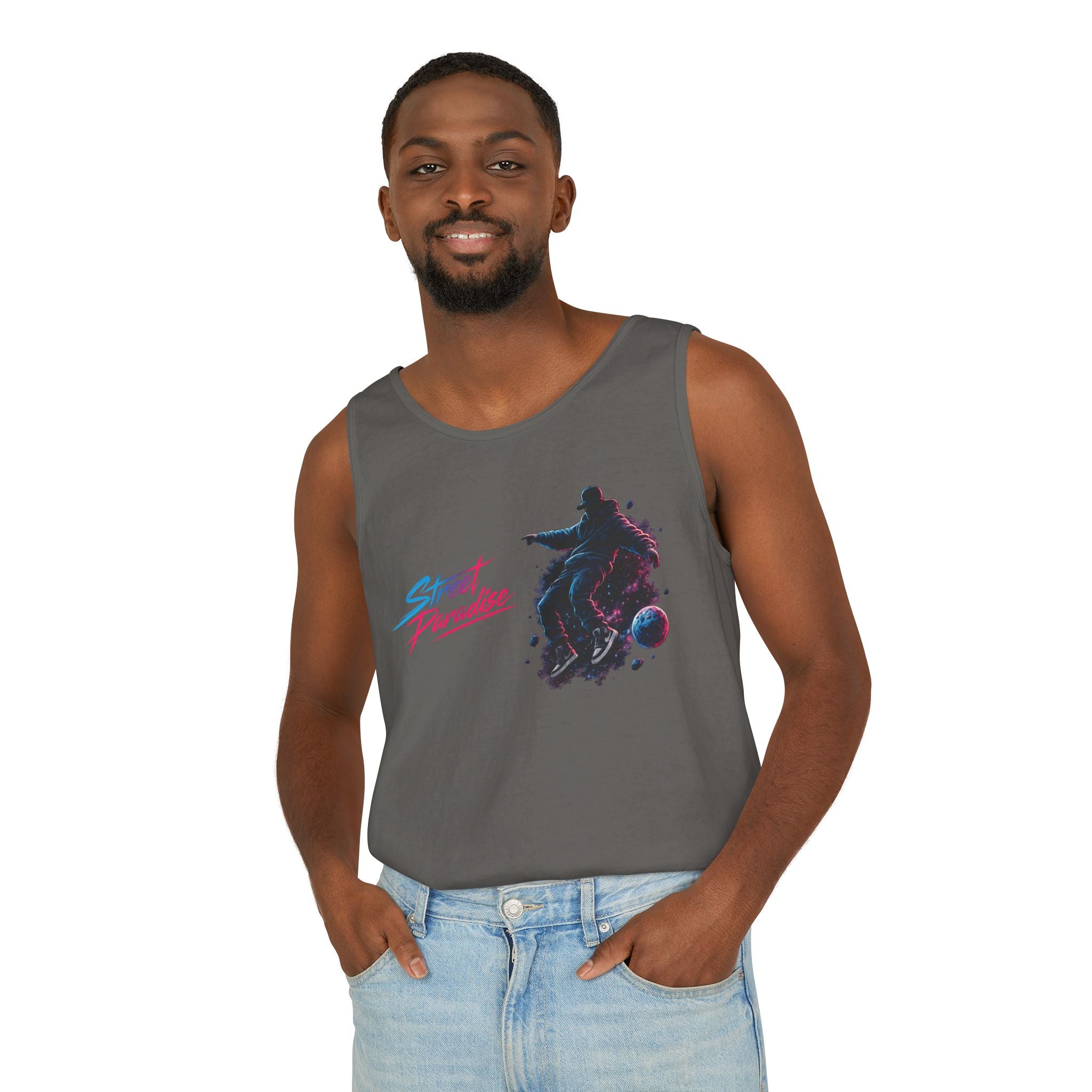 Street Paradise Skate Tank Top — Retro Vaporwave Skateboard Graphic Tank