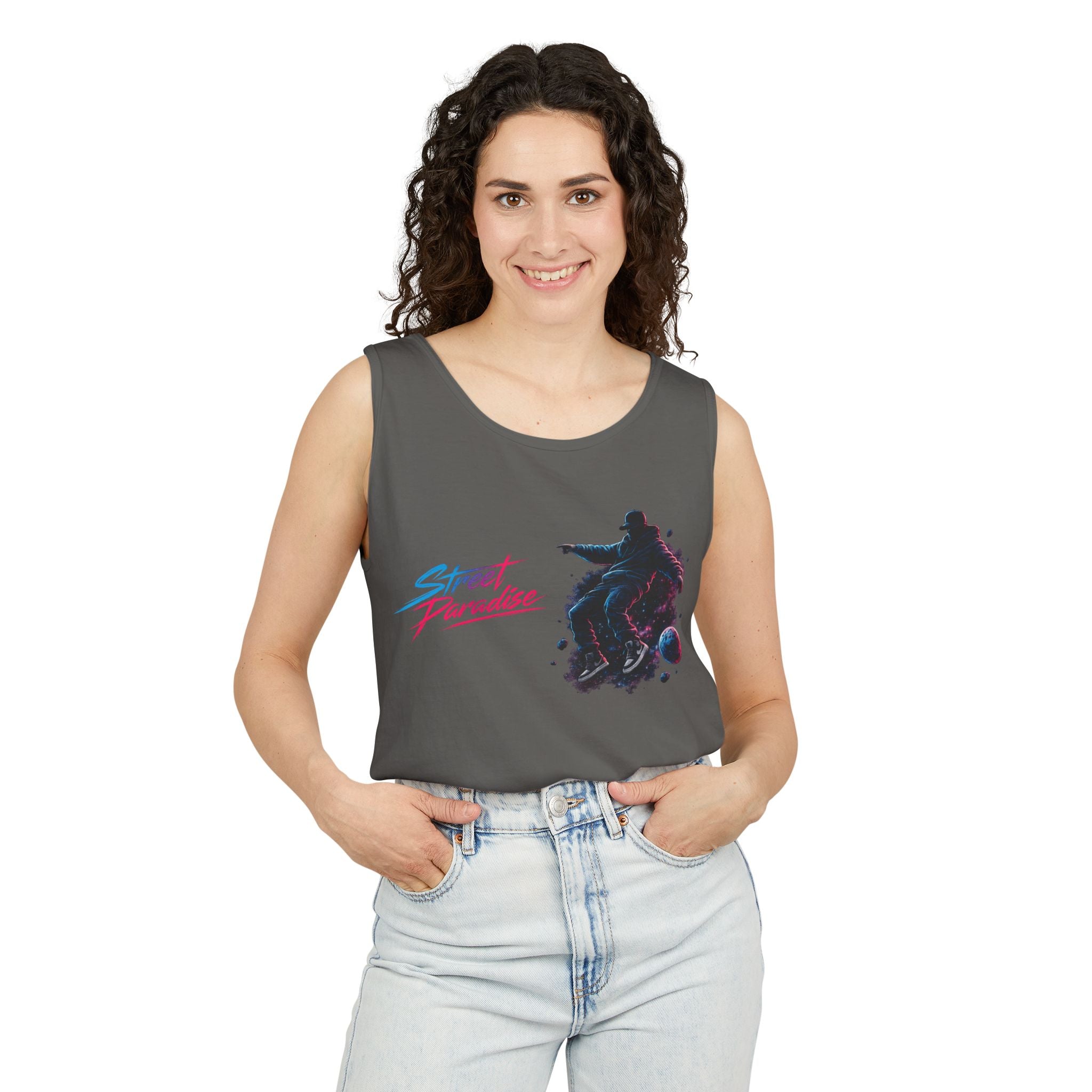 Street Paradise Skate Tank Top — Retro Vaporwave Skateboard Graphic Tank