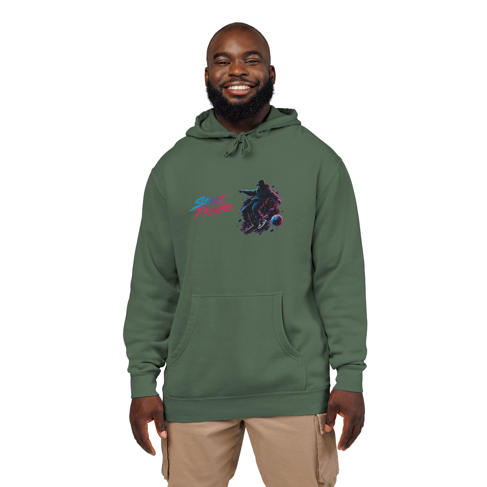 Street Paradise Hoodie — Retro Neon Skate Graphic Pullover