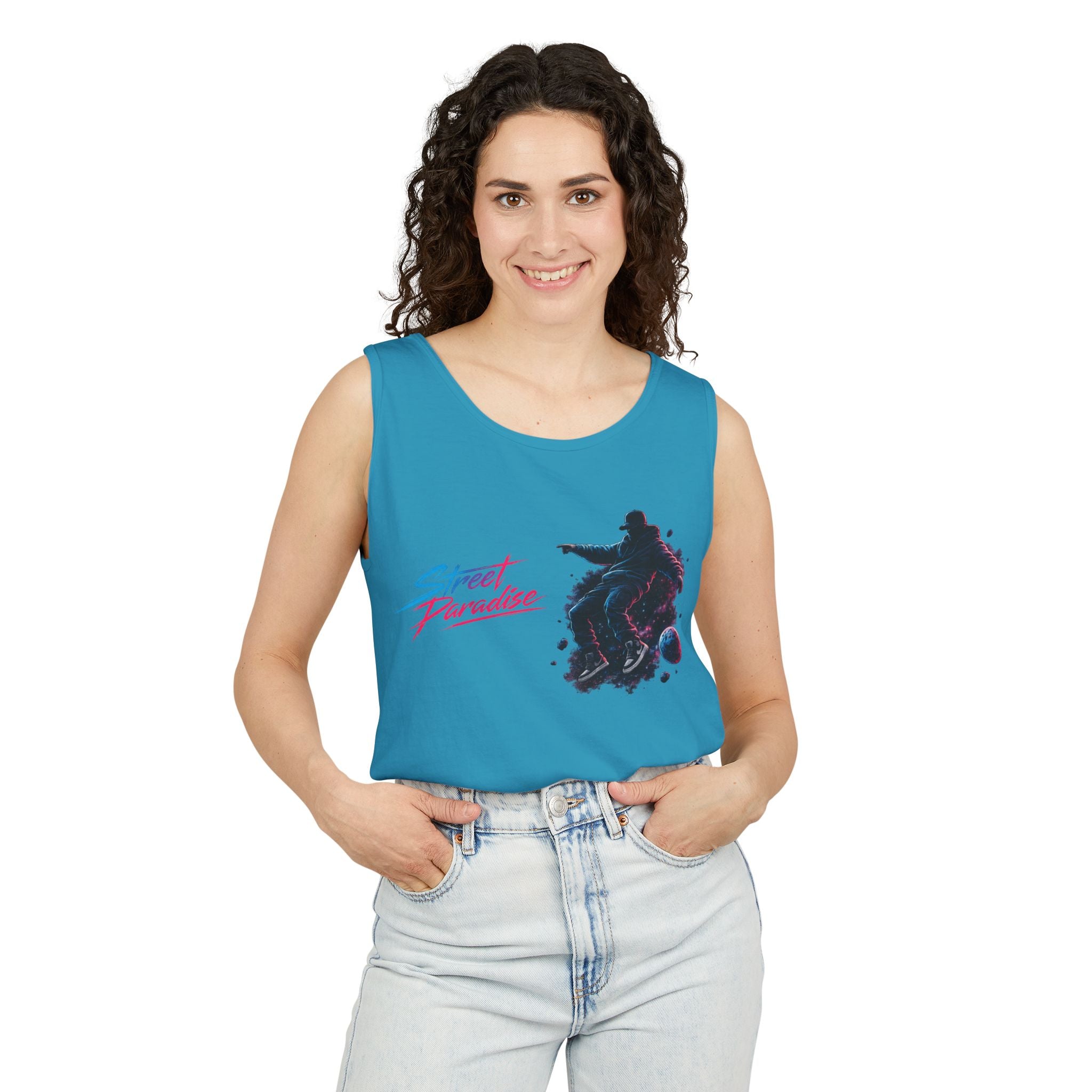 Street Paradise Skate Tank Top — Retro Vaporwave Skateboard Graphic Tank