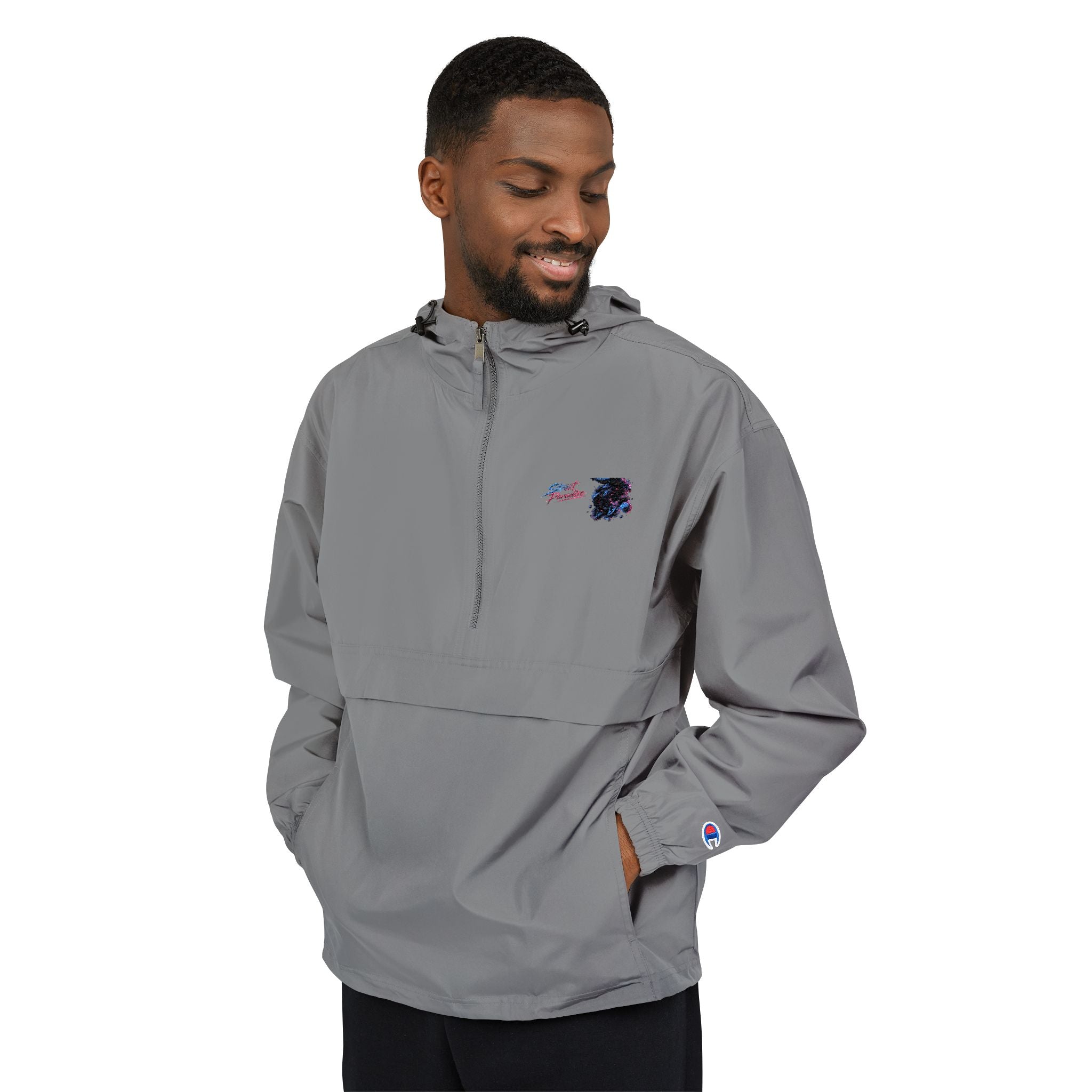 Champion Packable Anorak Jacket — Small Floral Logo Windbreaker