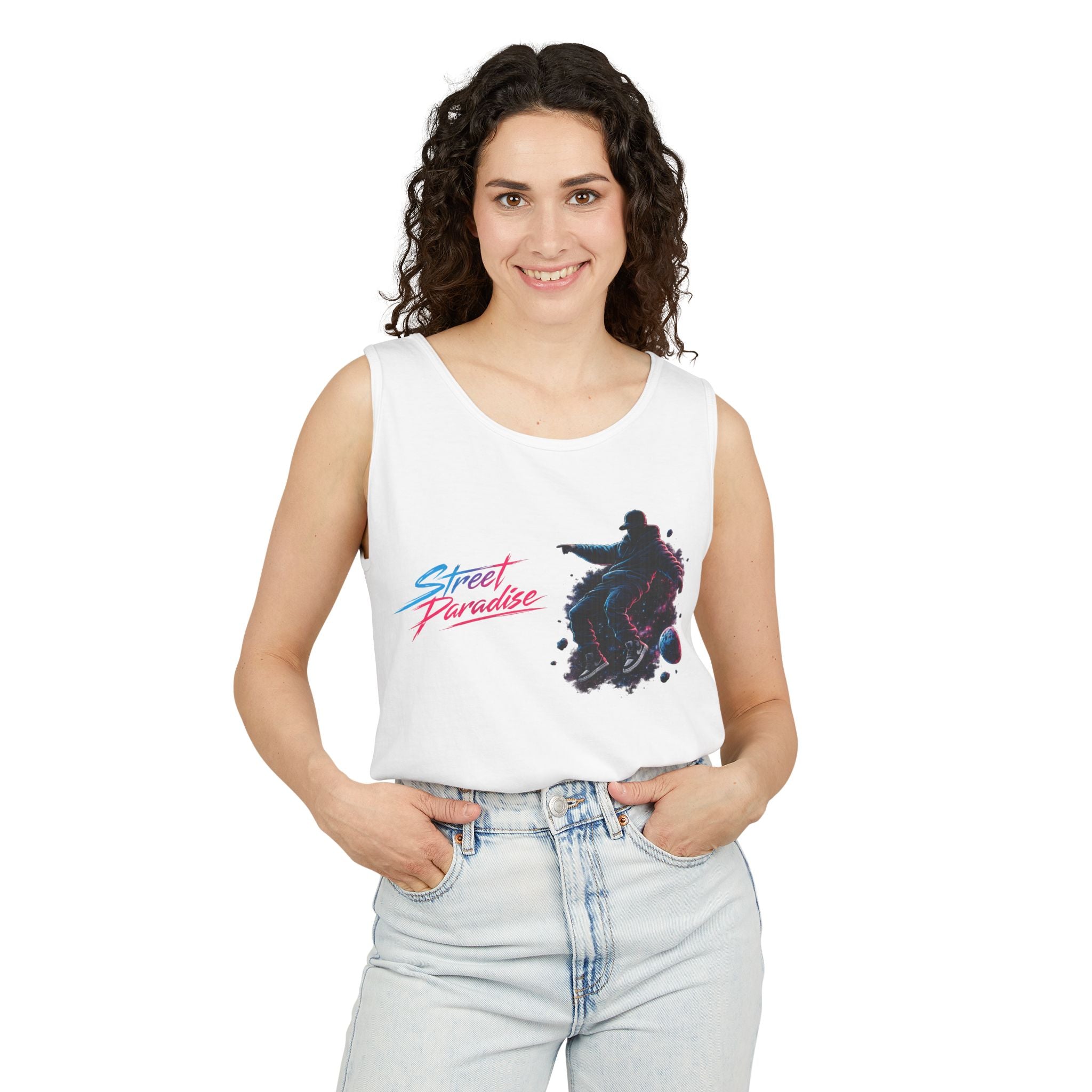 Street Paradise Skate Tank Top — Retro Vaporwave Skateboard Graphic Tank