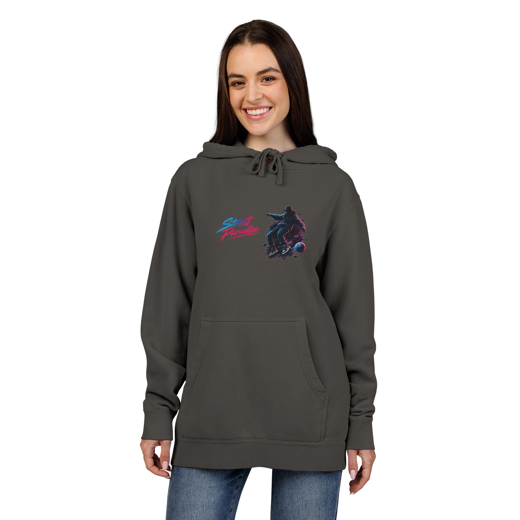 Street Paradise Hoodie — Retro Neon Skate Graphic Pullover