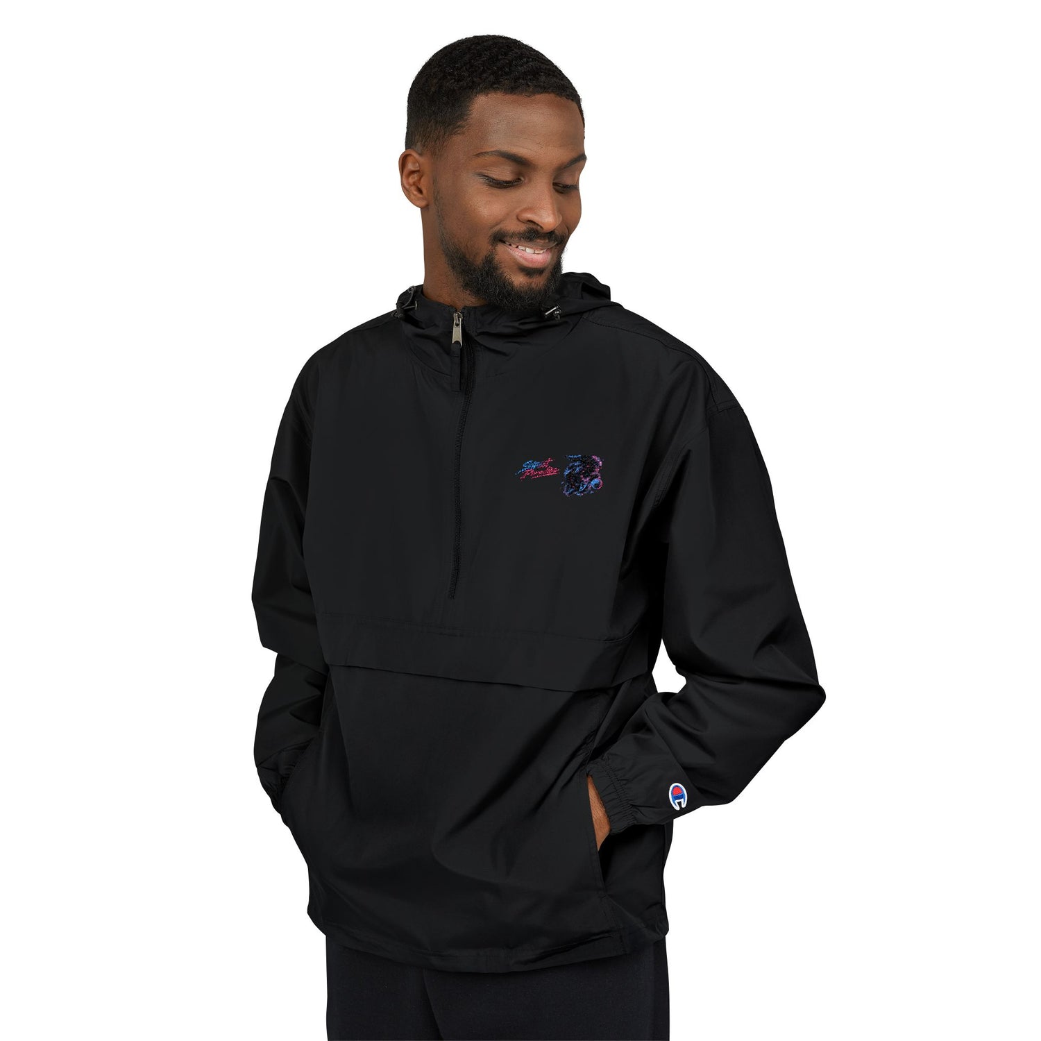 Champion Packable Anorak Jacket — Small Floral Logo Windbreaker
