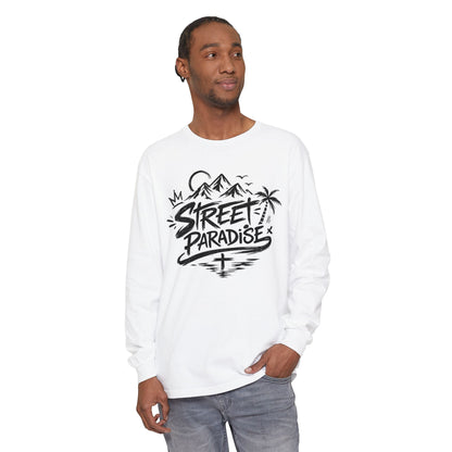Street Paradise Long Sleeve T‑Shirt — Tropical Mountain Graphic