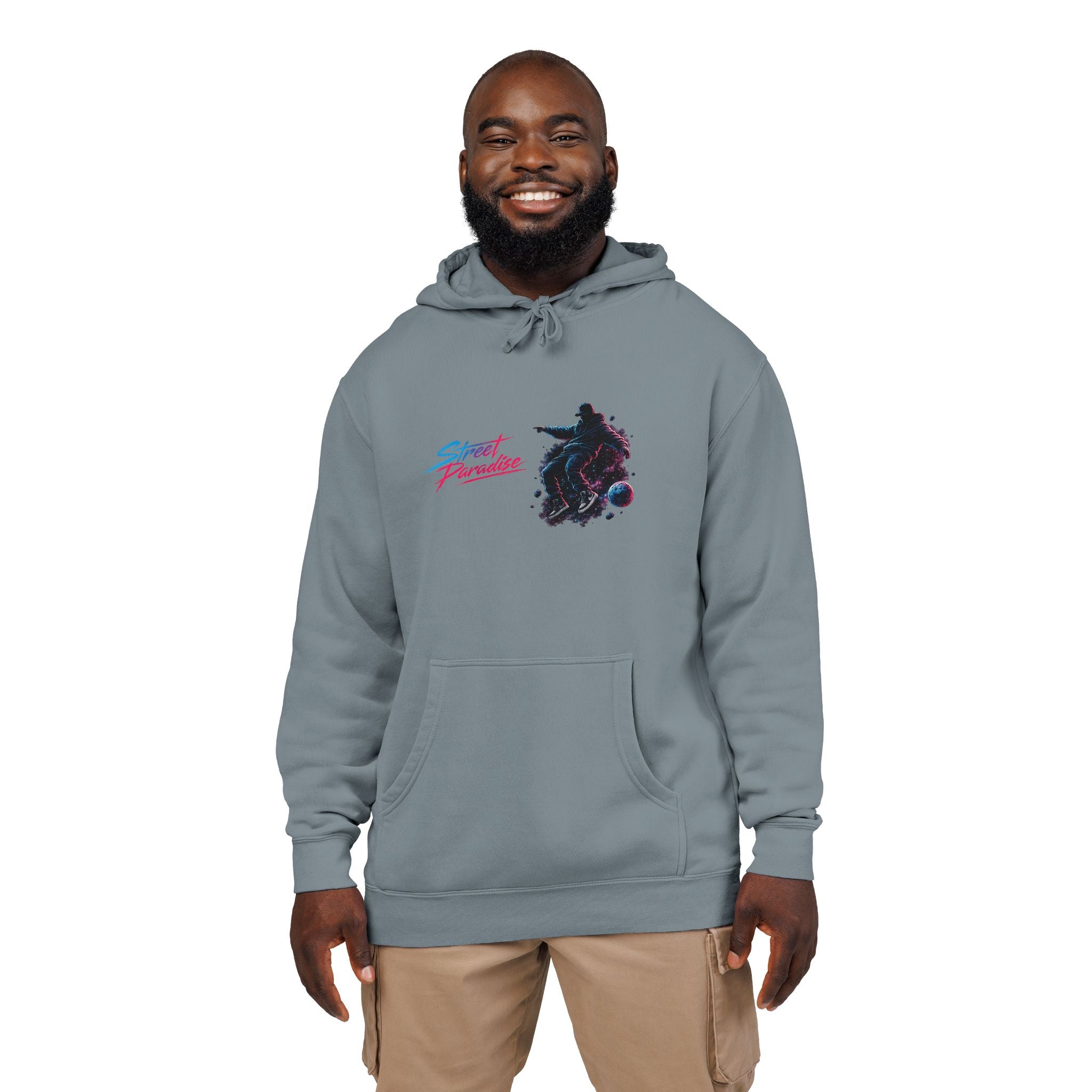 Street Paradise Hoodie — Retro Neon Skate Graphic Pullover