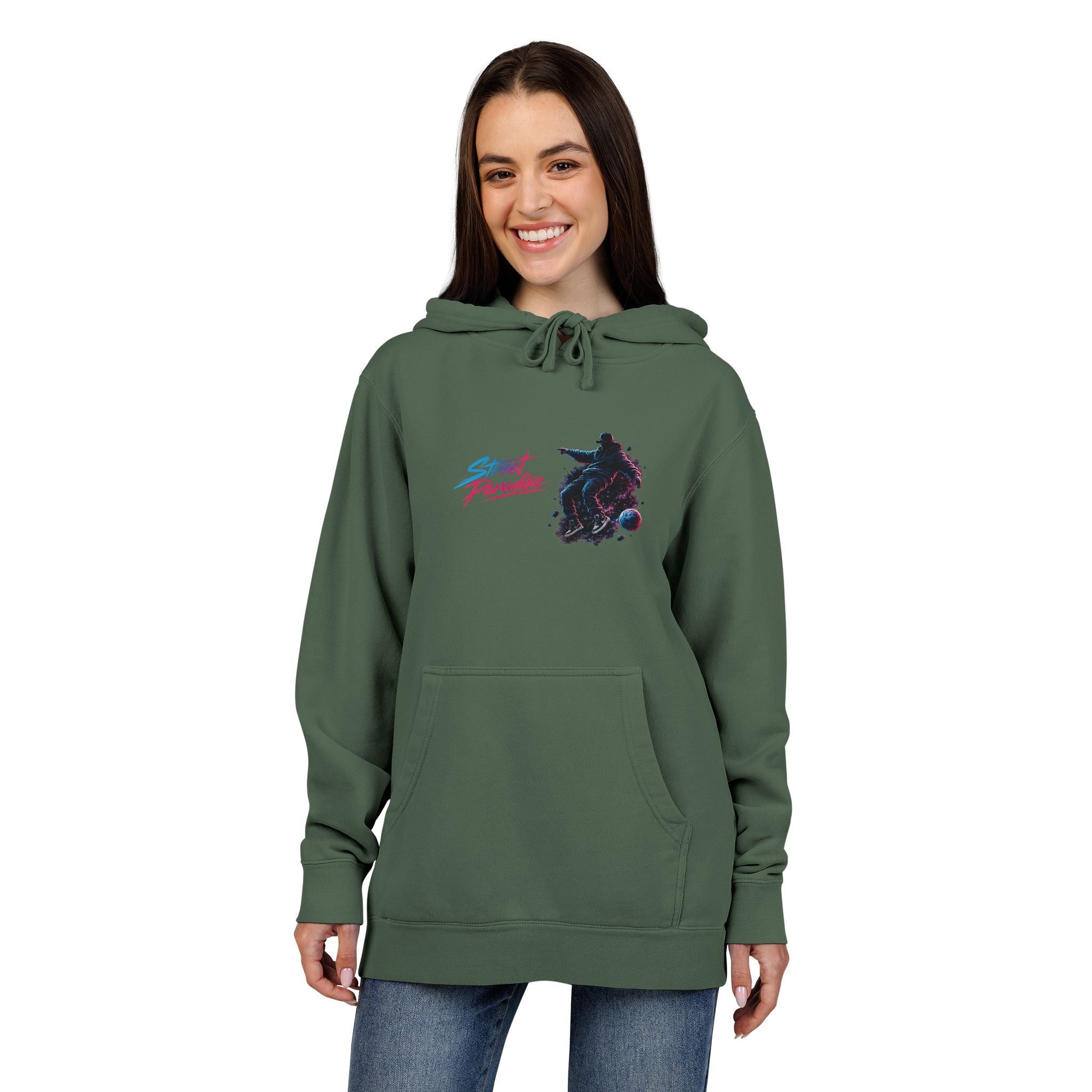 Street Paradise Hoodie — Retro Neon Skate Graphic Pullover