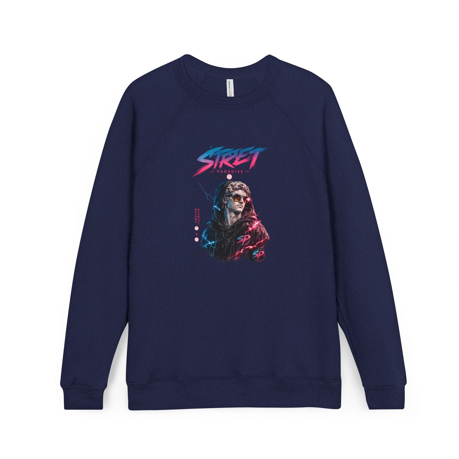 Retro Street Cyberpunk Sweatshirt — Neon Skull Graphic Crewneck