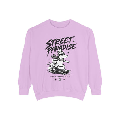 Street Paradise Skate Dog Sweatshirt — Graphic Skateboard Crewneck