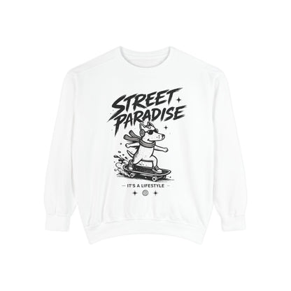 Street Paradise Skate Dog Sweatshirt — Graphic Skateboard Crewneck