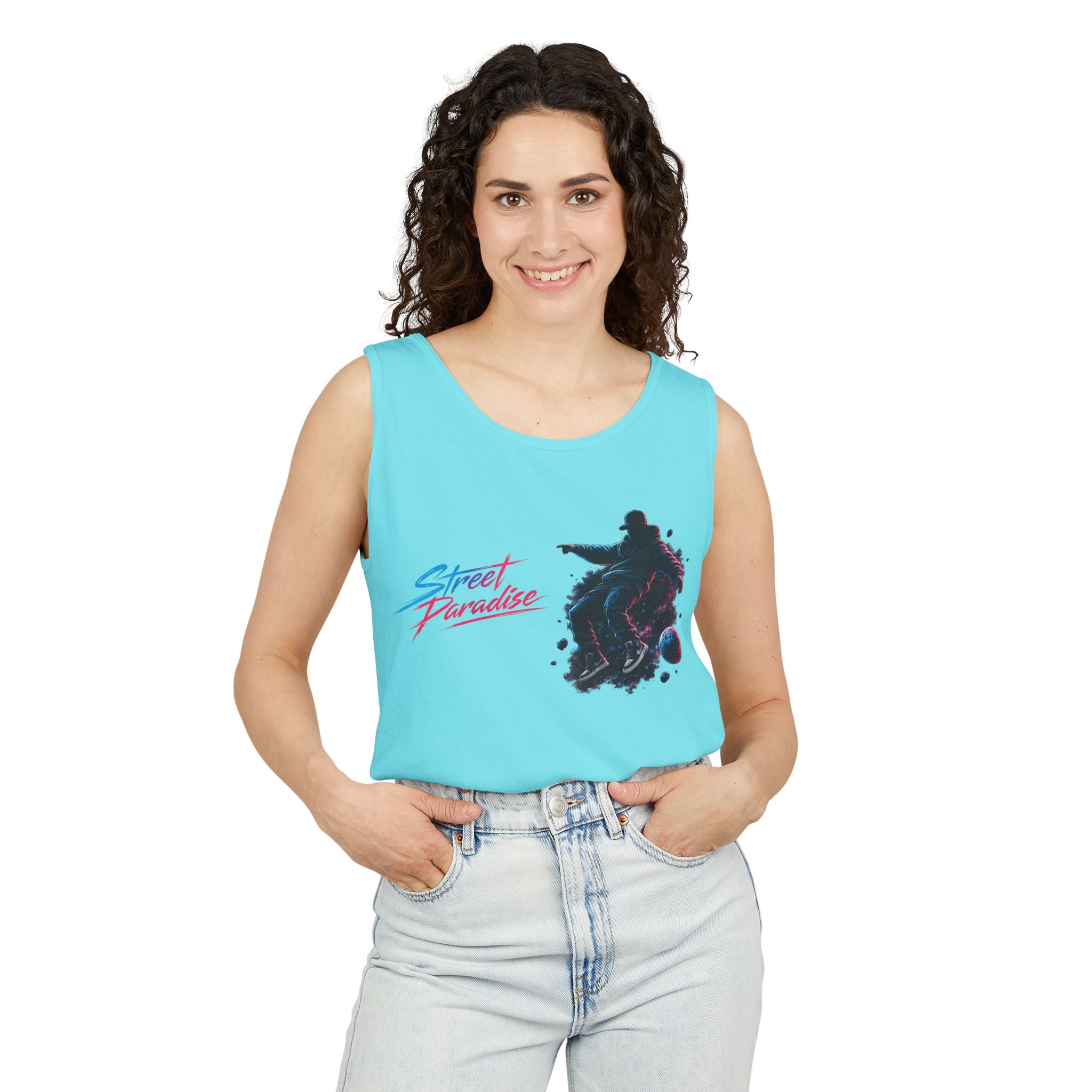 Street Paradise Skate Tank Top — Retro Vaporwave Skateboard Graphic Tank