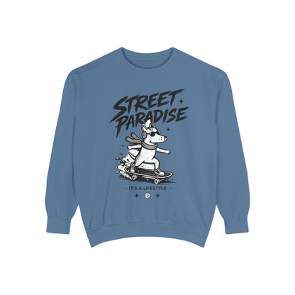 Street Paradise Skate Dog Sweatshirt — Graphic Skateboard Crewneck