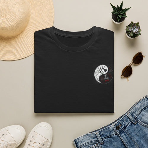 Moon & Waves Pocket T‑Shirt — 'We Ride the Light' Minimal Surf Graphic
