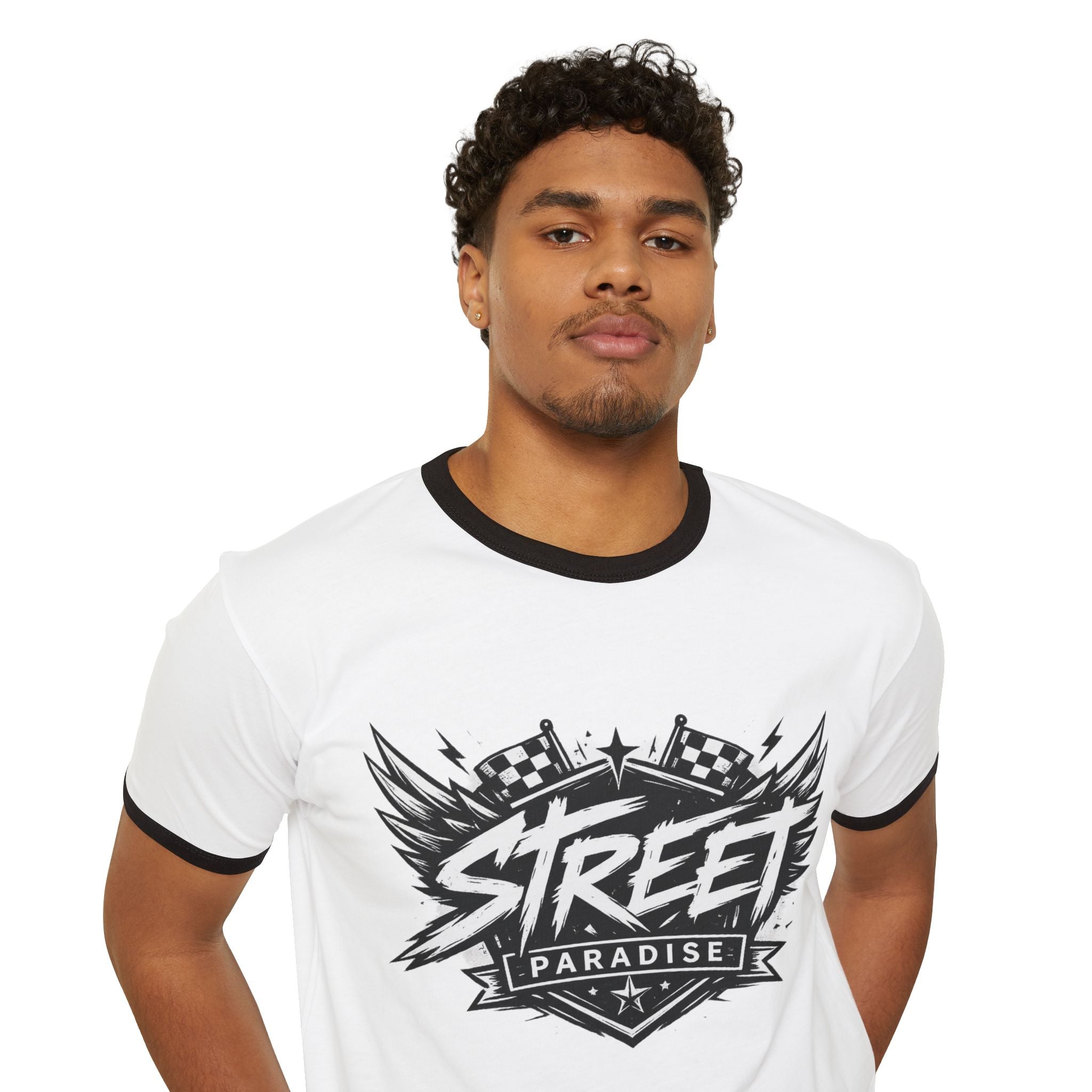 Street Paradise Ringer T‑Shirt — Retro Racing Graphic Tee