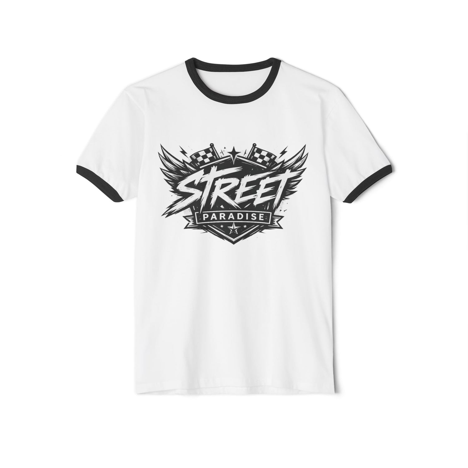 Street Paradise Ringer T‑Shirt — Retro Racing Graphic Tee