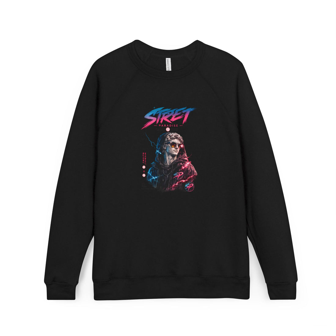 Retro Street Cyberpunk Sweatshirt — Neon Skull Graphic Crewneck