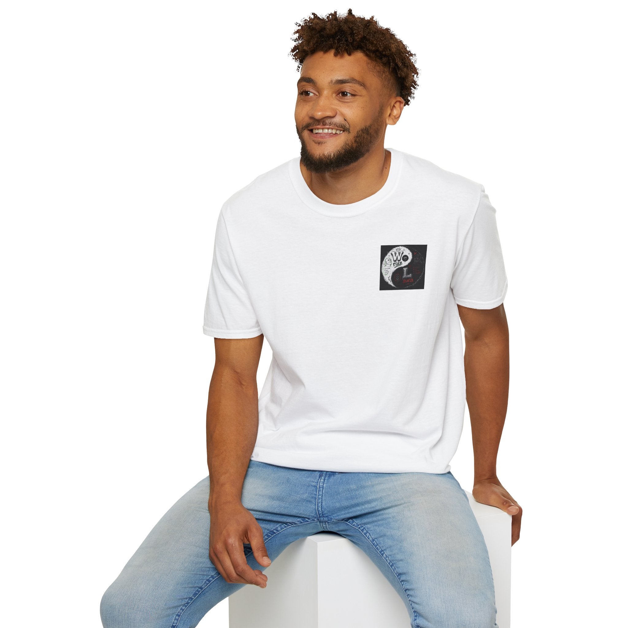 Moon & Waves Pocket T‑Shirt — 'We Ride the Light' Minimal Surf Graphic