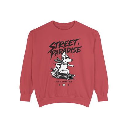 Street Paradise Skate Dog Sweatshirt — Graphic Skateboard Crewneck