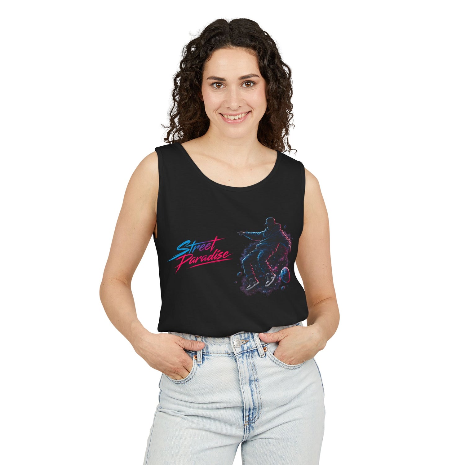 Street Paradise Skate Tank Top — Retro Vaporwave Skateboard Graphic Tank