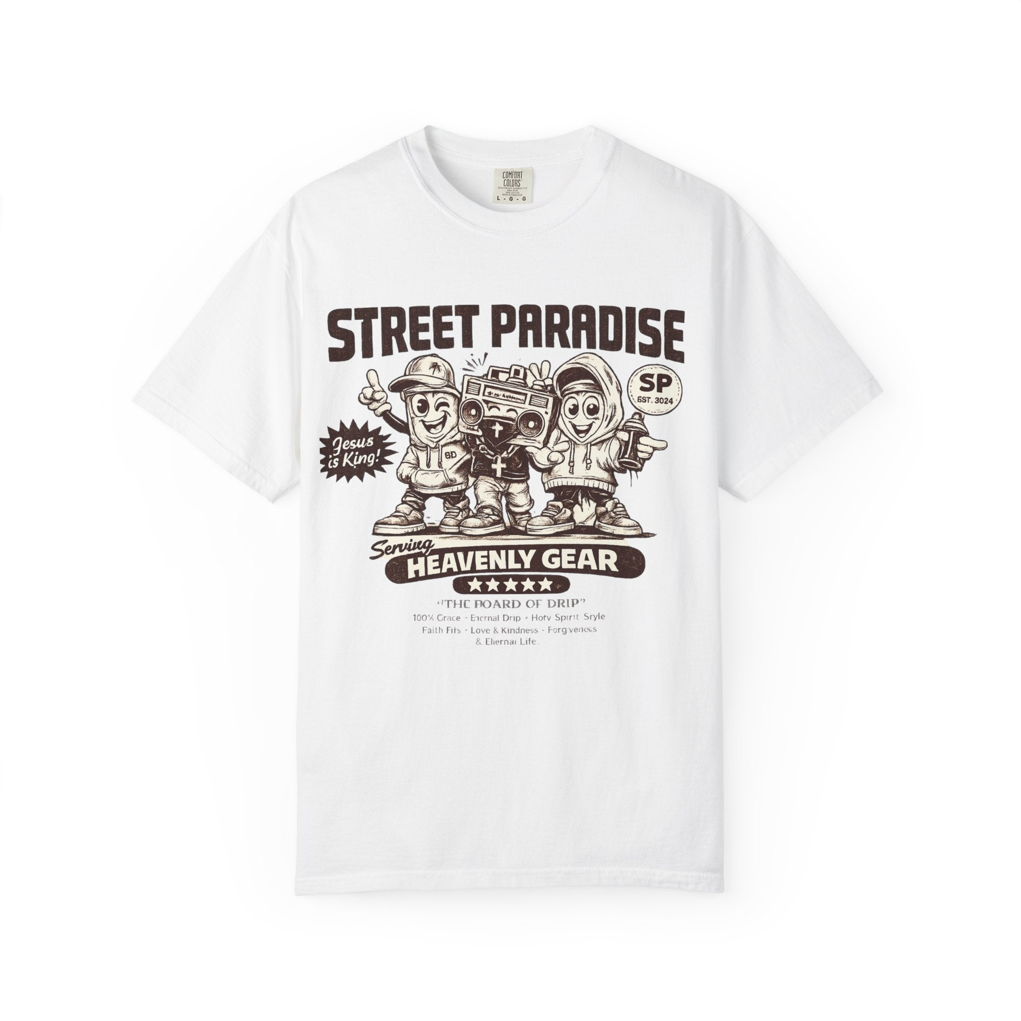 Street Paradise Graphic T-Shirt — "Heavenly Gear" Retro Skate Crew Tee