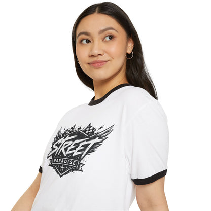 Street Paradise Ringer T‑Shirt — Retro Racing Graphic Tee