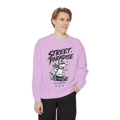 Street Paradise Skate Dog Sweatshirt — Graphic Skateboard Crewneck