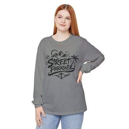 Street Paradise Long Sleeve T‑Shirt — Tropical Mountain Graphic