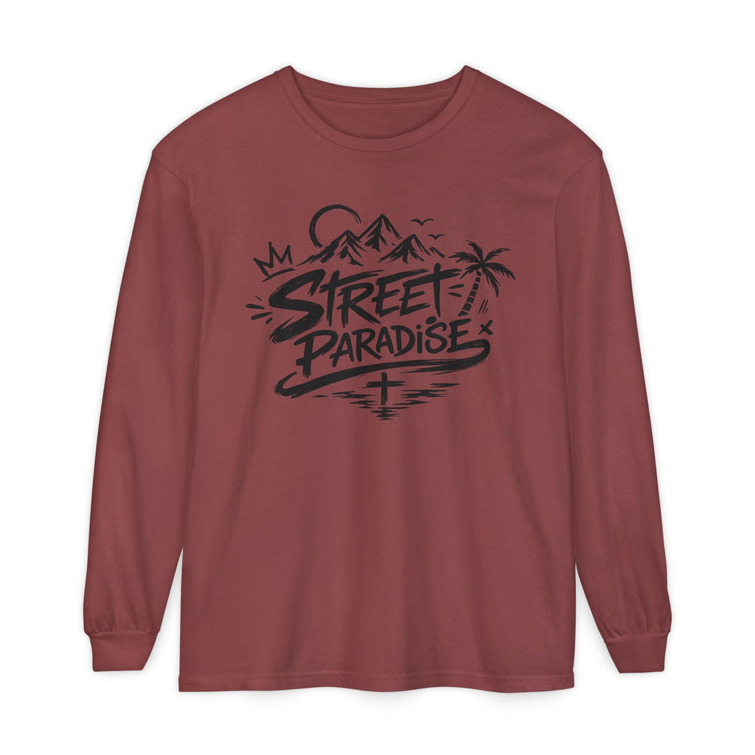 Street Paradise Long Sleeve T‑Shirt — Tropical Mountain Graphic