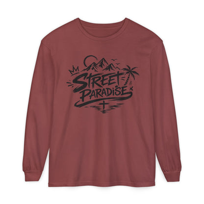 Street Paradise Long Sleeve T‑Shirt — Tropical Mountain Graphic
