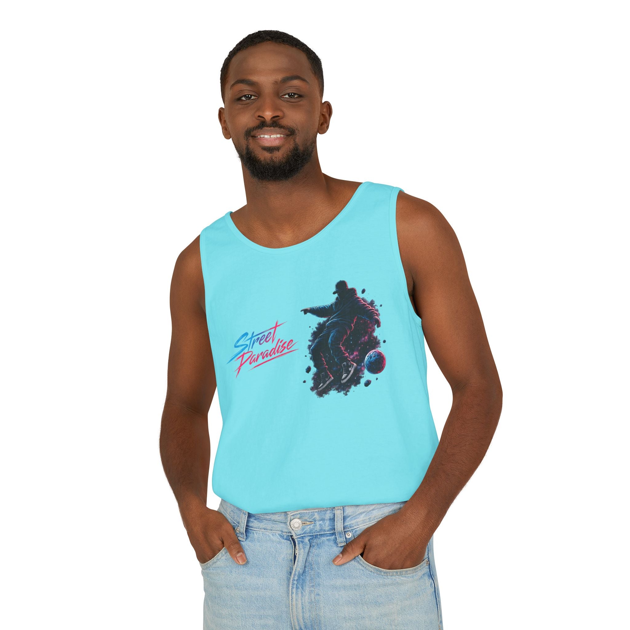 Street Paradise Skate Tank Top — Retro Vaporwave Skateboard Graphic Tank