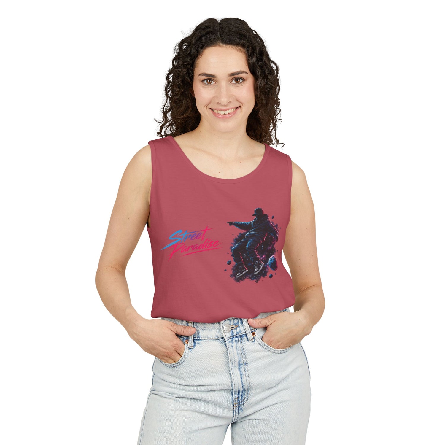 Street Paradise Skate Tank Top — Retro Vaporwave Skateboard Graphic Tank