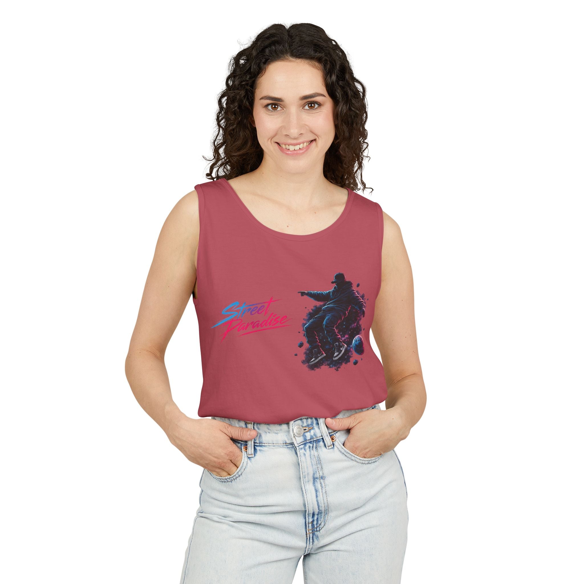 Street Paradise Skate Tank Top — Retro Vaporwave Skateboard Graphic Tank