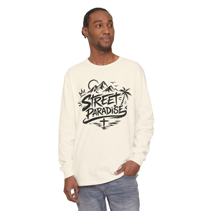 Street Paradise Long Sleeve T‑Shirt — Tropical Mountain Graphic