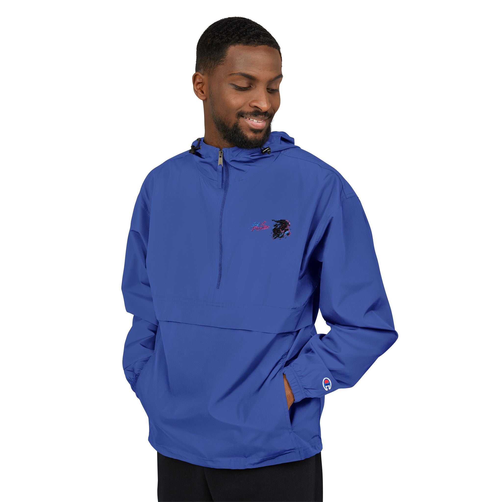 Champion Packable Anorak Jacket — Small Floral Logo Windbreaker